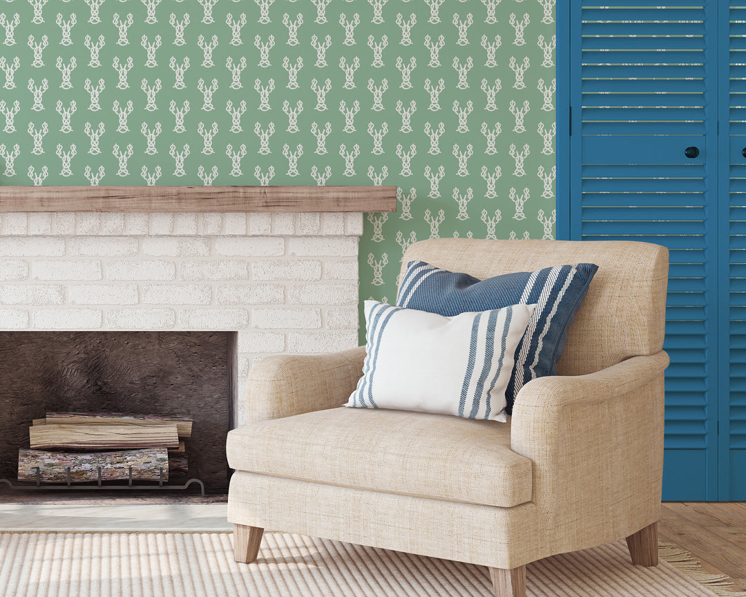 Nautical Lobster Knots - Green Wallpaper by Honey + Hank