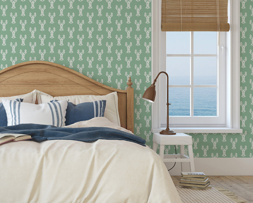 Nautical Lobster Knots - Green Wallpaper by Honey + Hank