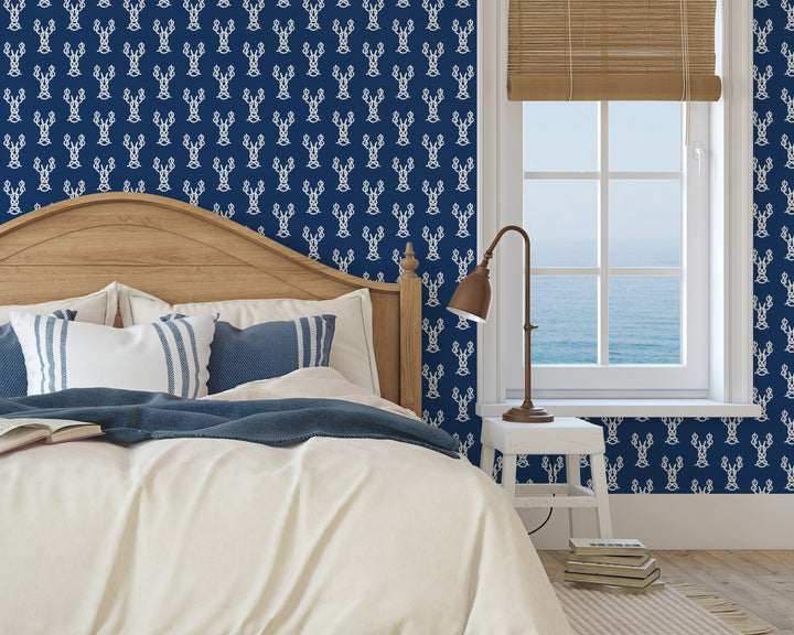 Nautical Lobster Knots - Navy Wallpaper by Honey + Hank