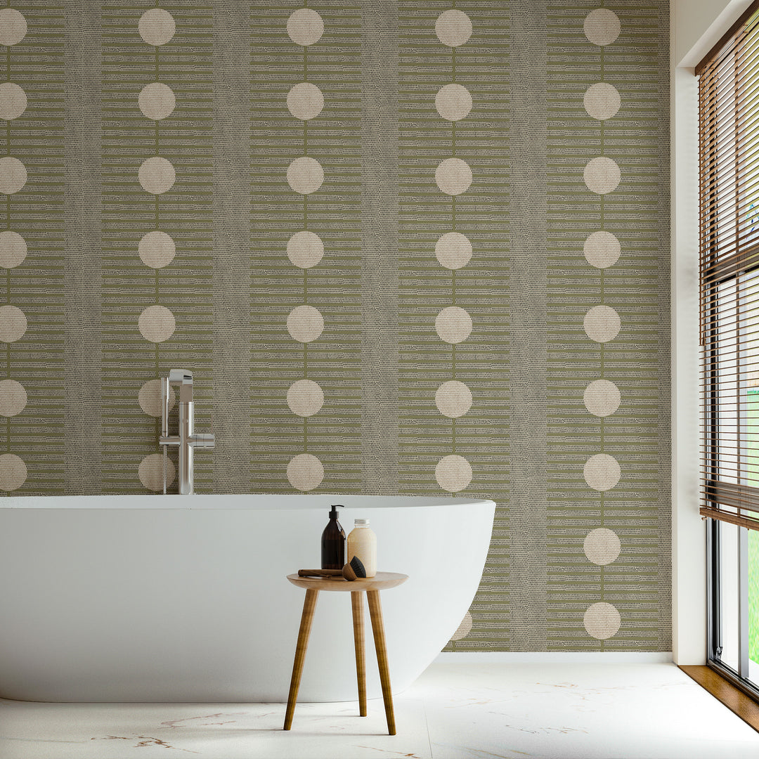 Nomalanga - Olive Linen Wallpaper by Forbes Masters