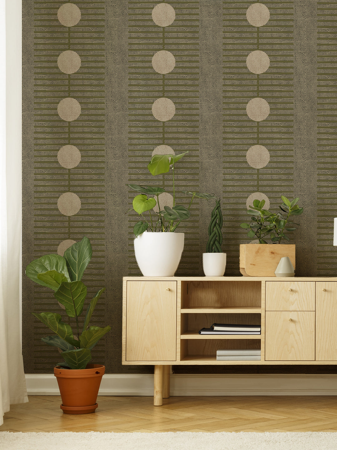 Nomalanga - Olive & Linen Wallpaper by Forbes Masters