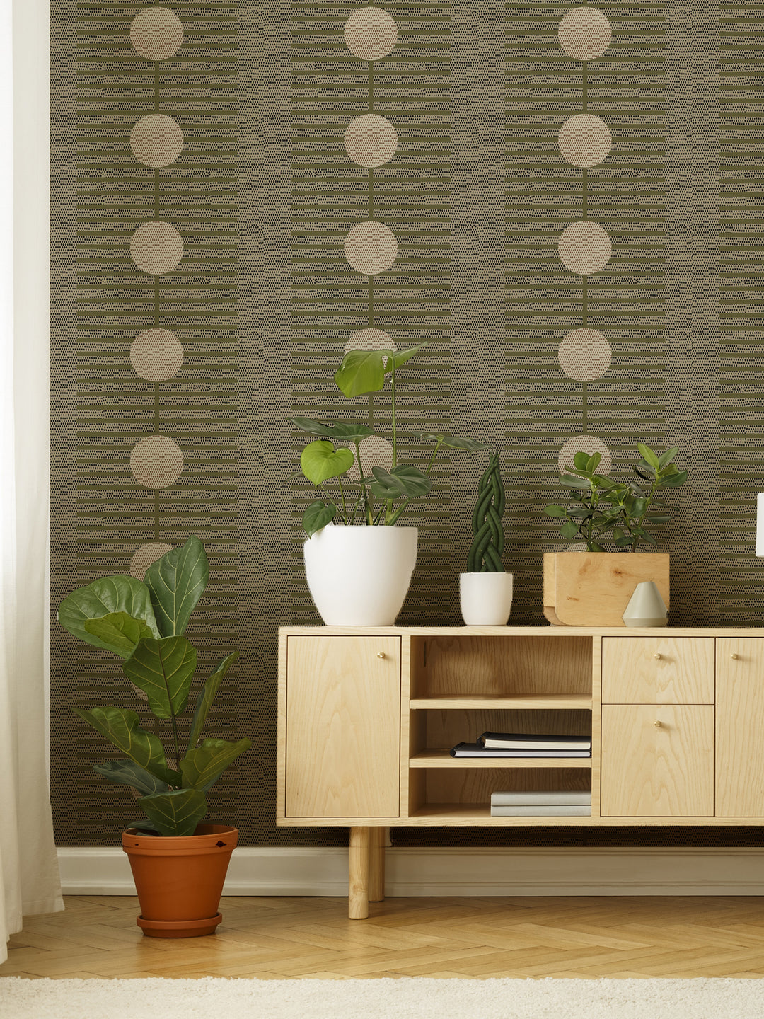 Nomalanga - Olive Linen Wallpaper by Forbes Masters