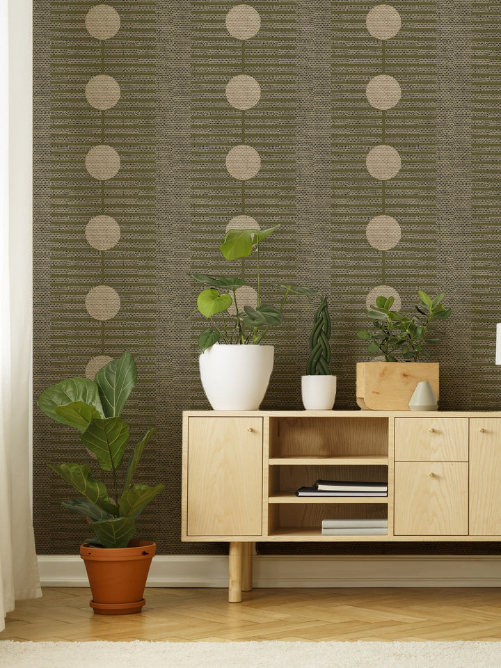 Nomalanga - Olive Linen Wallpaper by Forbes Masters