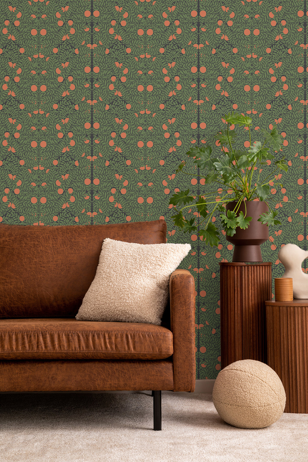 Orange Bush - Forest Floral Wallpaper
