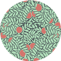 Orange Grove - Forest Green Floral Wallpaper