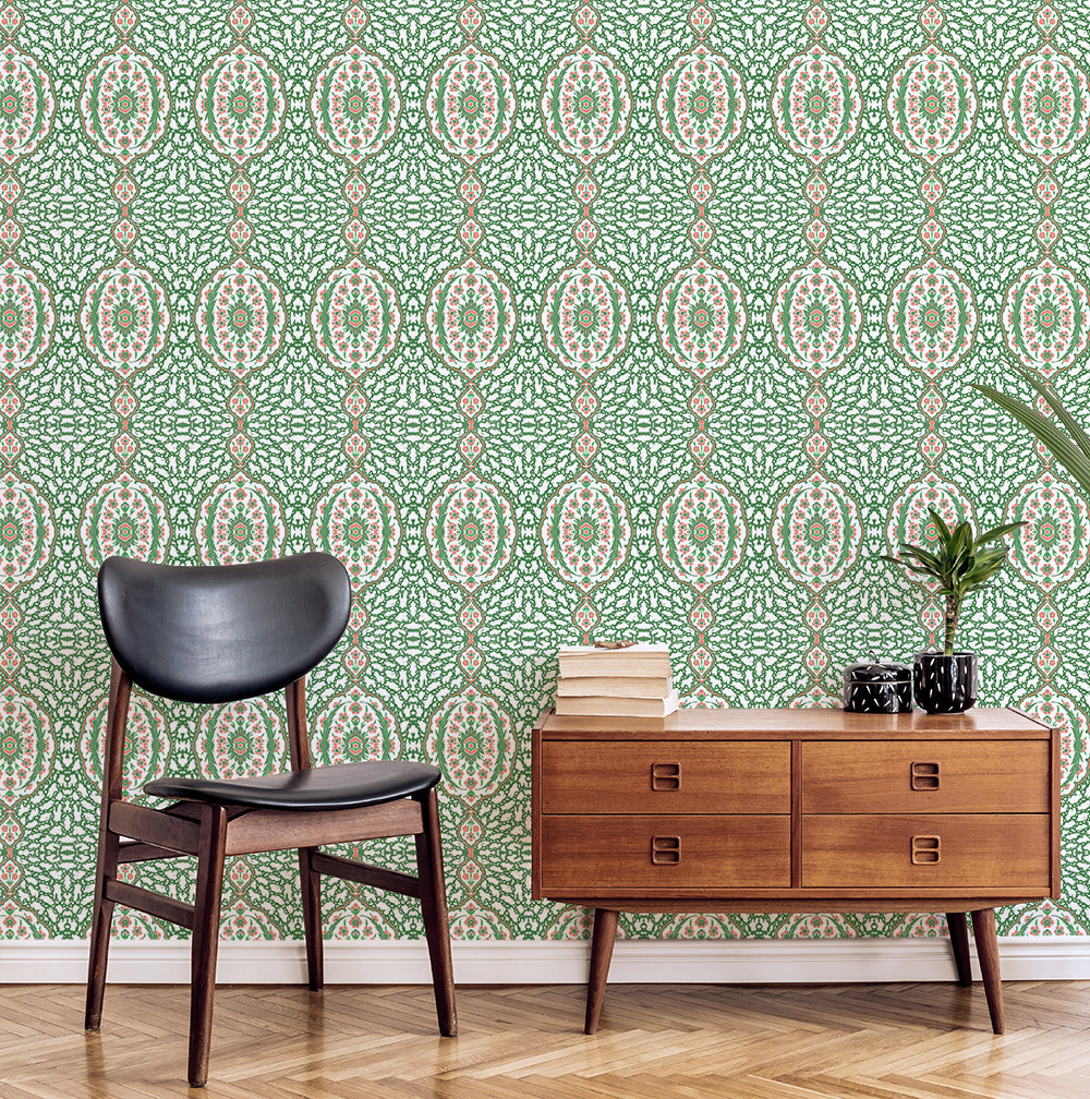 Ottoman Jewel - Kelly Green Wallpaper