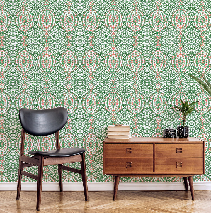 Ottoman Jewel - Kelly Green Wallpaper