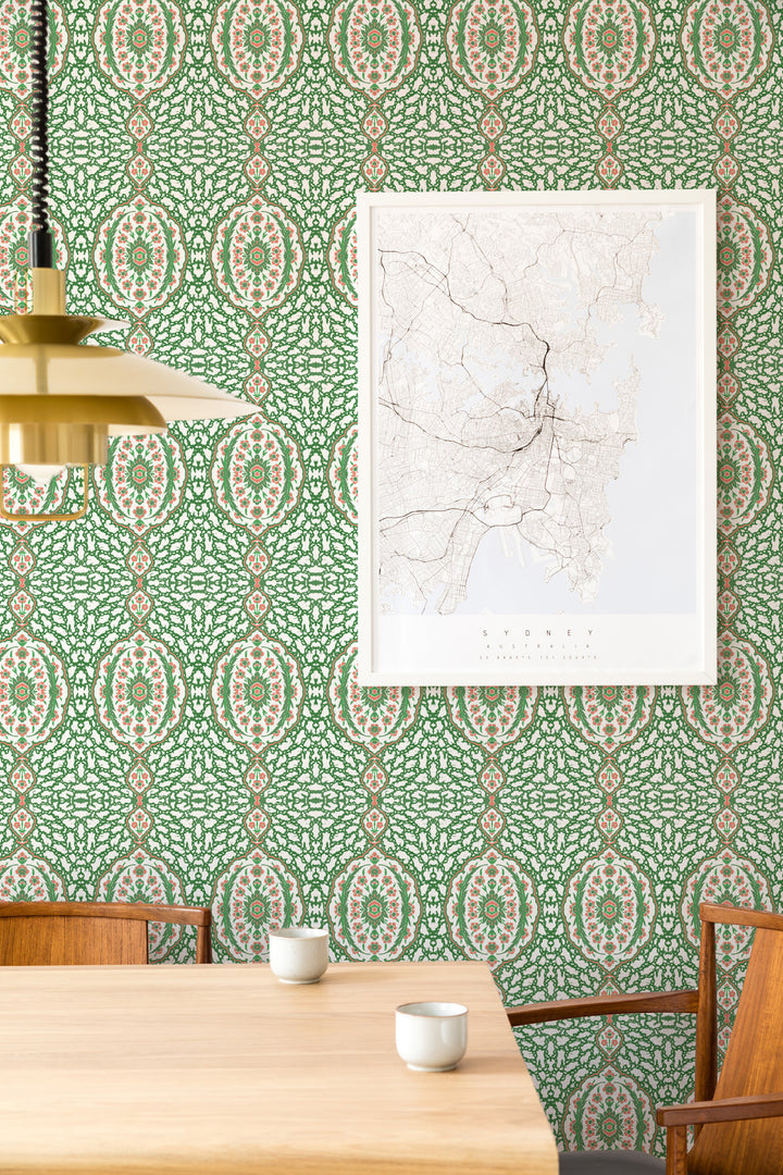 Ottoman Jewel - Kelly Green Wallpaper