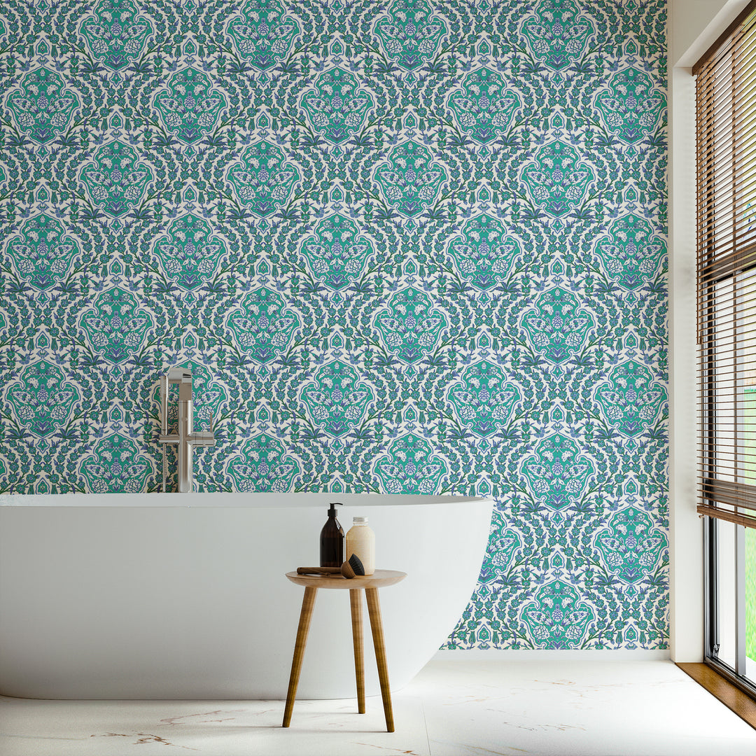 Ottoman Large - Turquoise Wallpaper