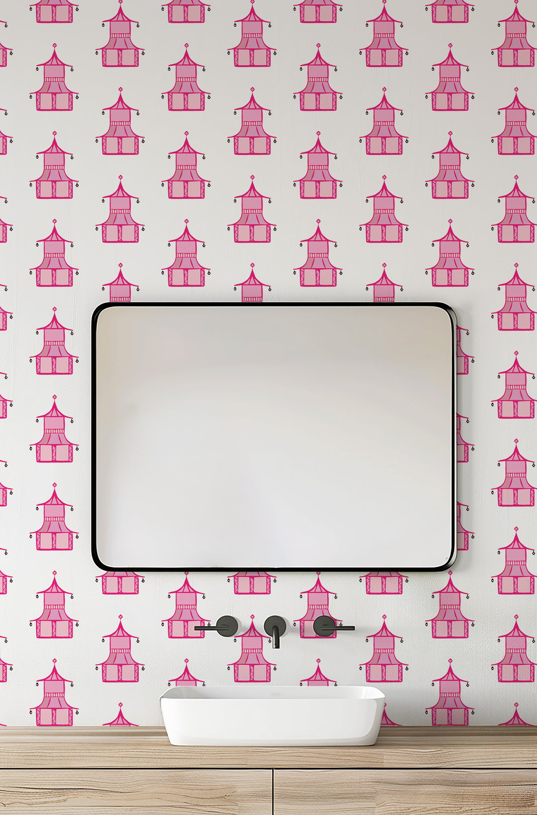 Pagoda - Hot Pink Wallpaper by Bohemian Bungalow
