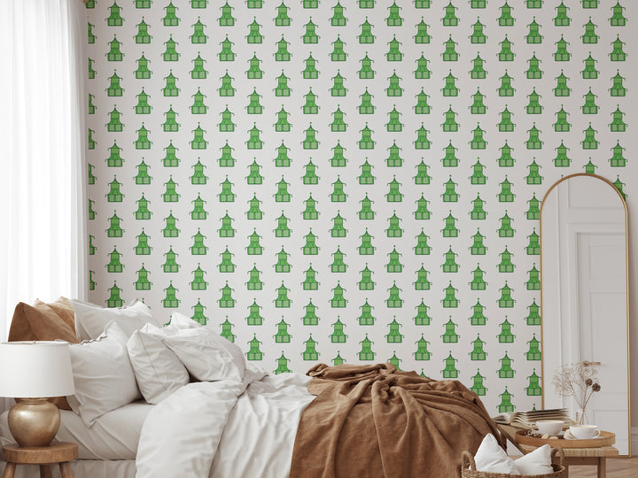 Pagoda - Key Lime Green Wallpaper by Bohemian Bungalow