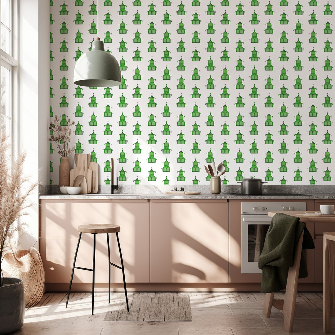 Pagoda - Key Lime Green Wallpaper by Bohemian Bungalow