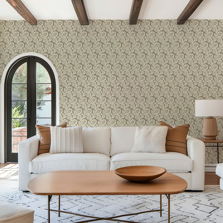 Paisley Briar - Birch Bark Botanical Wallpaper