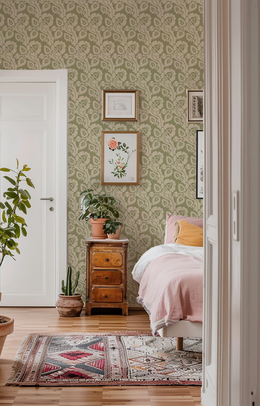 Paisley Briar - Cypress Green Botanical Wallpaper