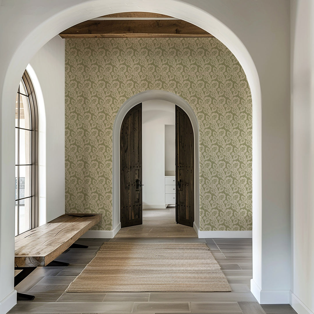 Paisley Briar - Cypress Green Botanical Wallpaper