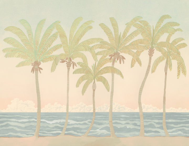 Palm Line Wall Mural - Washed Afternoon