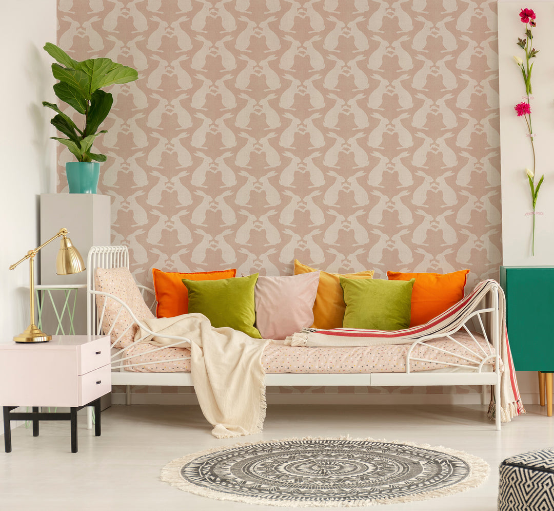 Paper Rabbits - Sunlit Rose Wallpaper