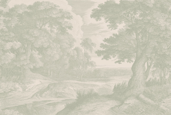 Edge of a Wood Wall Mural - Parchment Sage