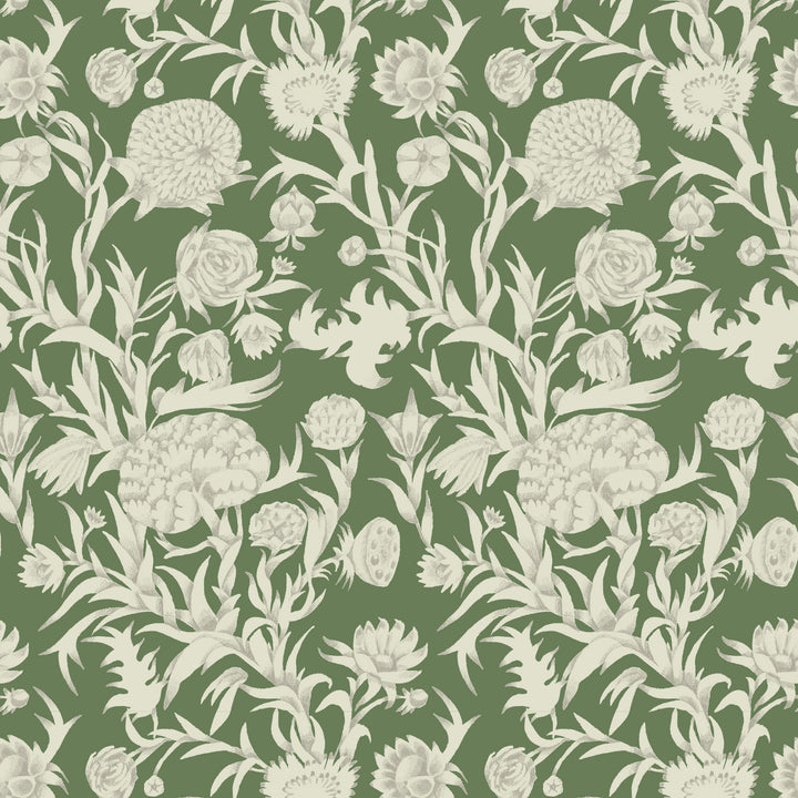Blooming Thicket - Emerald Wallpaper