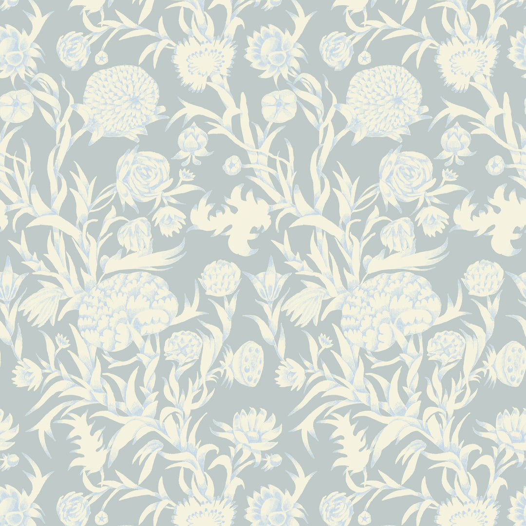 Blooming Thicket - Glacial Blue Wallpaper