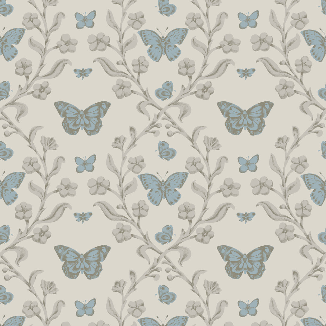Butterfly Garden - Linen Stone Wallpaper