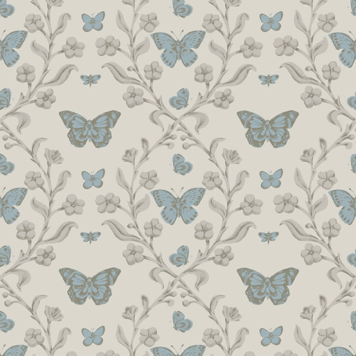 Butterfly Garden - Linen Stone Wallpaper