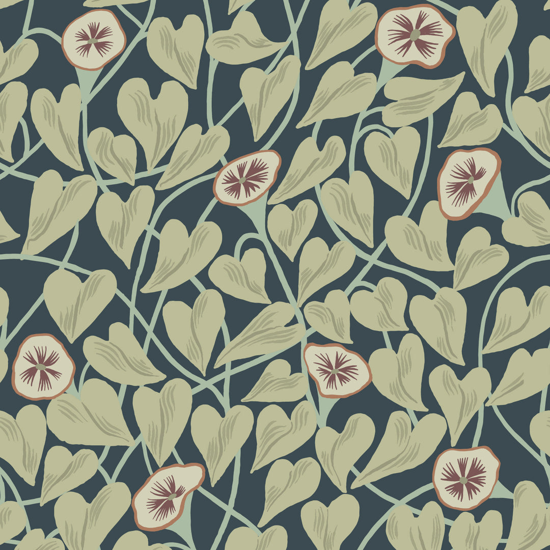 Climbing Vine - Moonlit Green Wallpaper