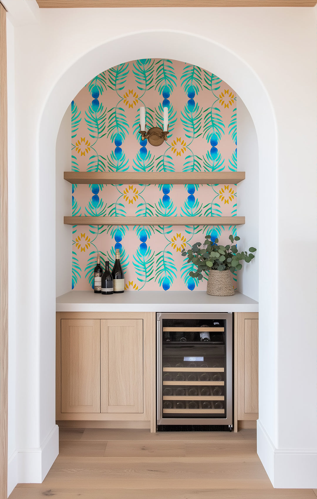 Peacock Coral - Small Wallpaper by The Blush Label