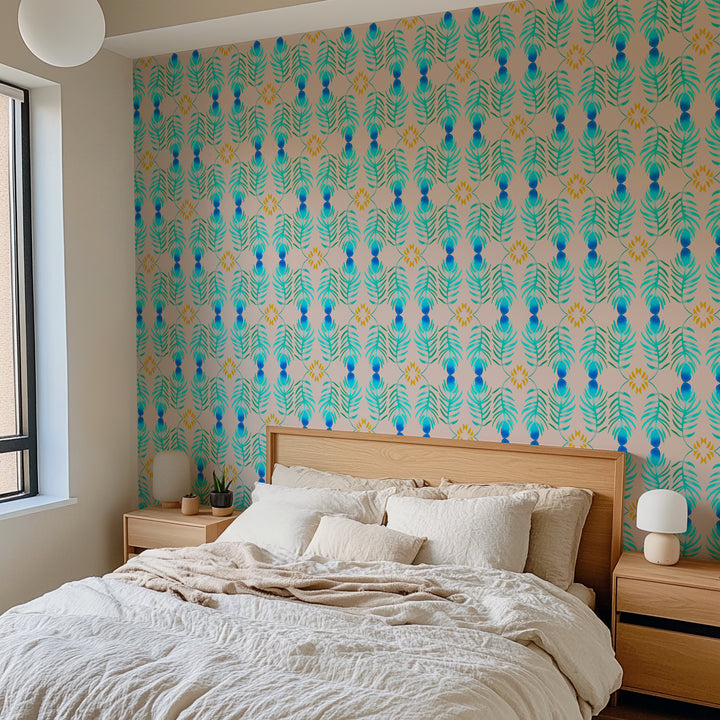 Peacock Coral - Small Wallpaper by The Blush Label