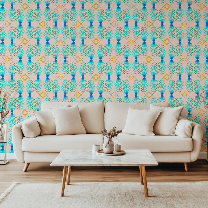 Peacock Coral - Small Wallpaper by The Blush Label