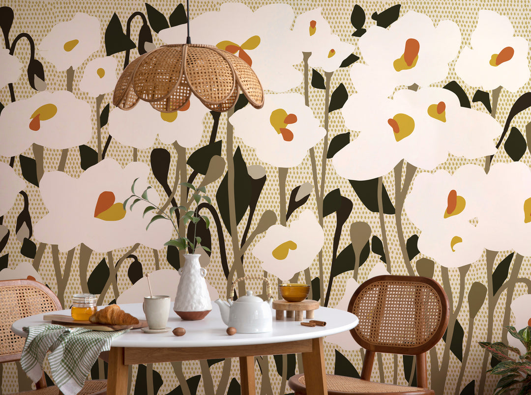Poppy Fields Floral Wall Mural - Desert Bloom