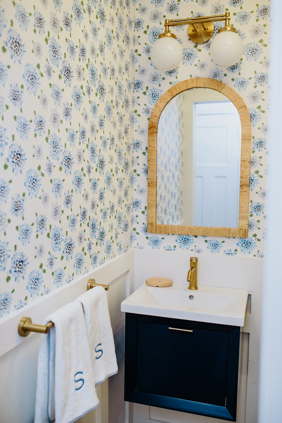 Fifty States Hydrangea - Blue Floral Wallpaper by Honey + Hank