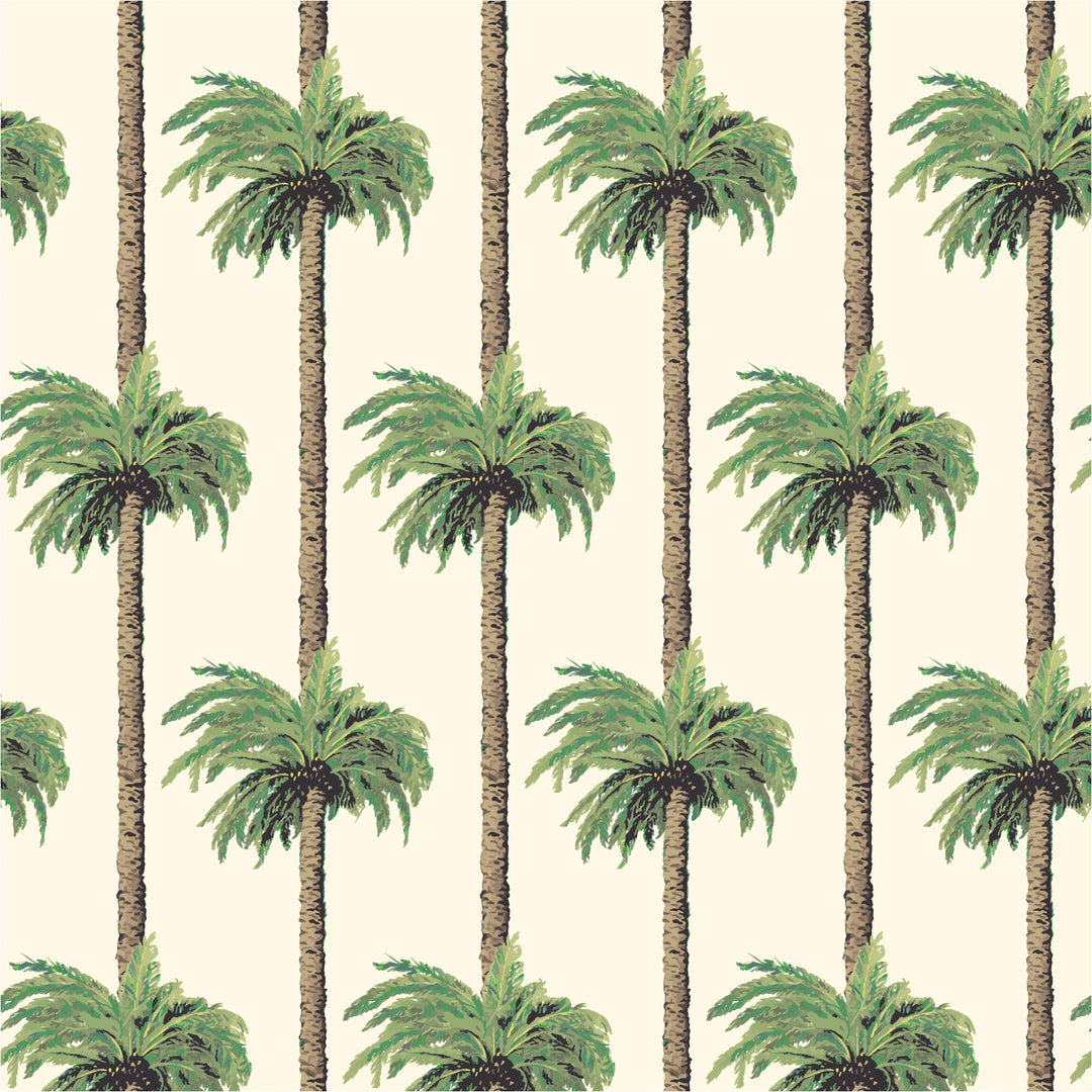 Retro Tiki Palm Trees - Linen Wallpaper