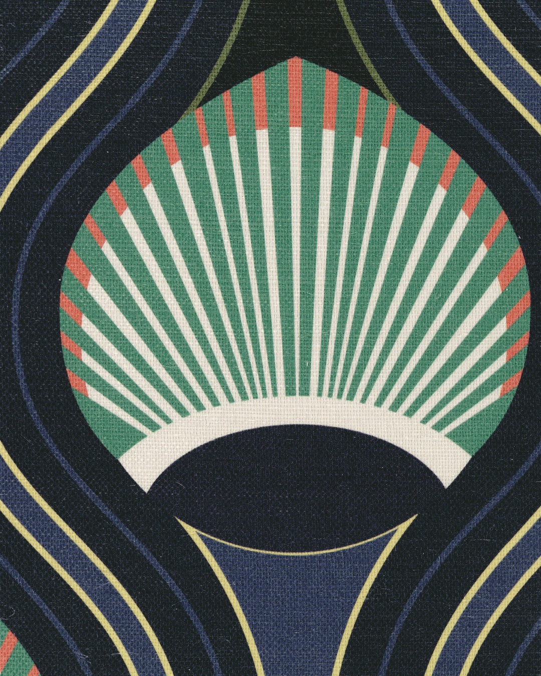 African Art Deco Shell Blue Grasscloth
