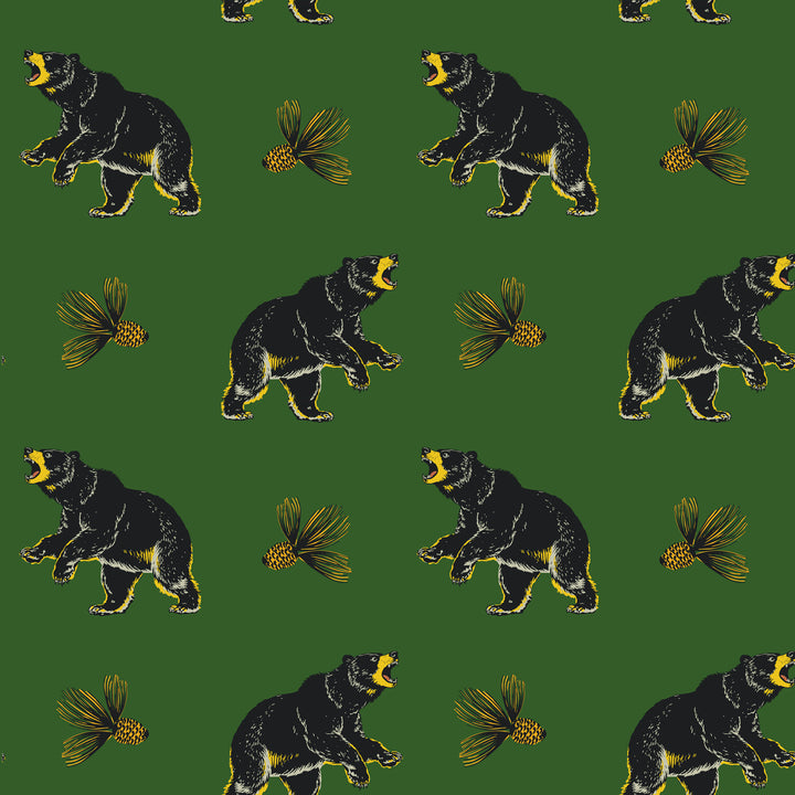 Roaming Black Bear - Prep Forest Green Wallpaper
