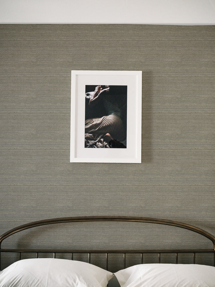 Olive Gray Grasscloth Wallpaper