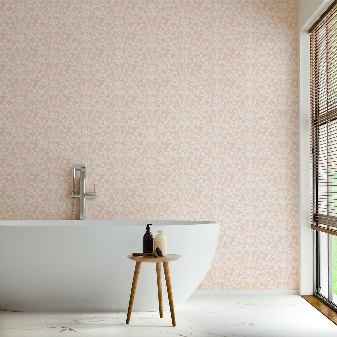 Snapdragon - Bleached Coral Floral Wallpaper
