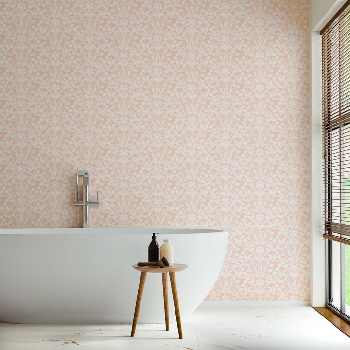 Snapdragon - Bleached Coral Floral Wallpaper