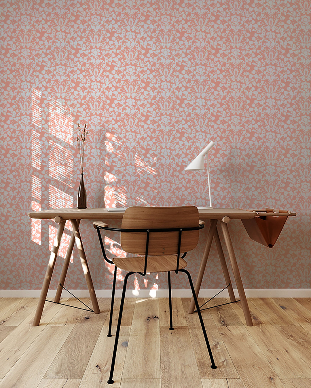 Snapdragon - Bleached Coral Floral Wallpaper