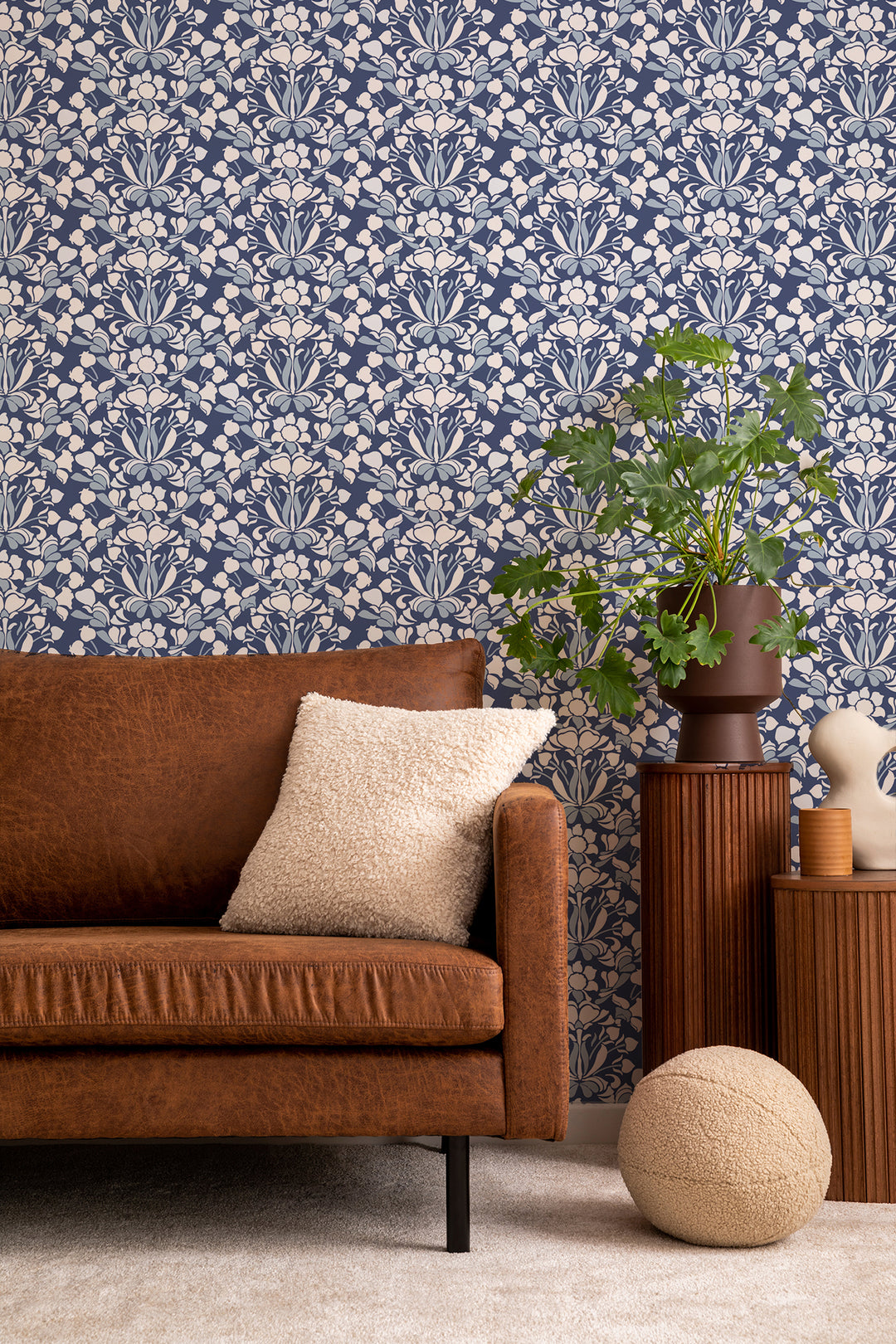 Snapdragon - Navy Blue Floral Wallpaper