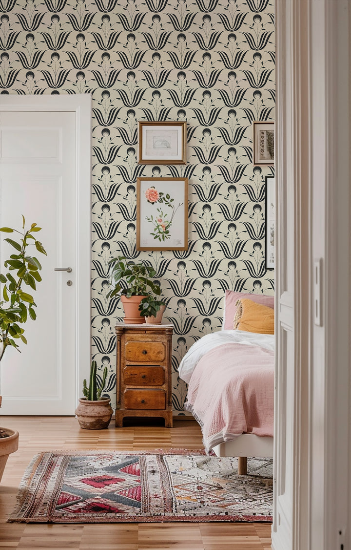 Spring Bloom - Shell White Floral Wallpaper