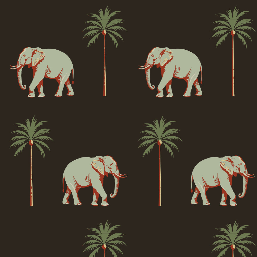 Strolling Elephant - Onyx Noir Wallpaper
