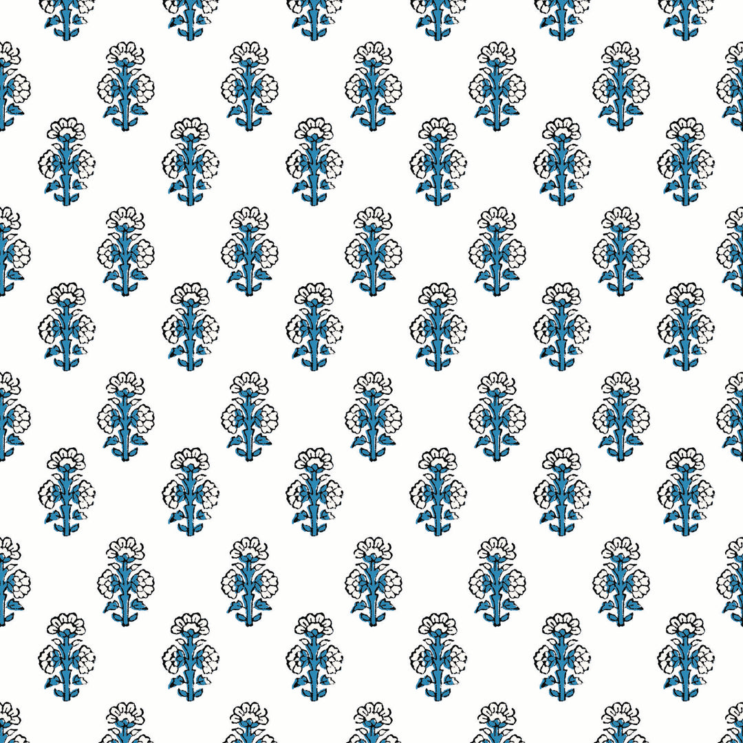Talelayo - Blue and Black Floral Wallpaper by August Table