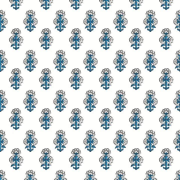 Talelayo - Blue and Black Floral Wallpaper by August Table
