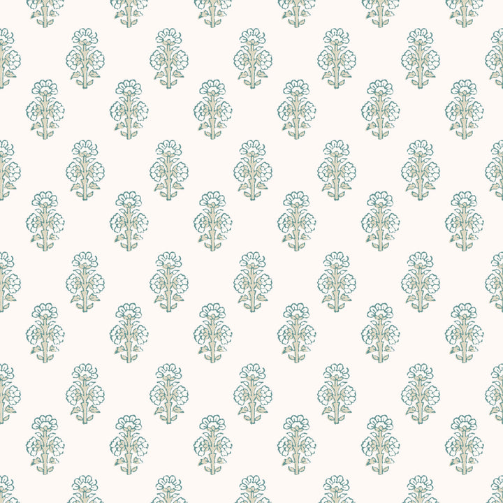 Talelayo - Light Blue and Green Floral Wallpaper by August Table