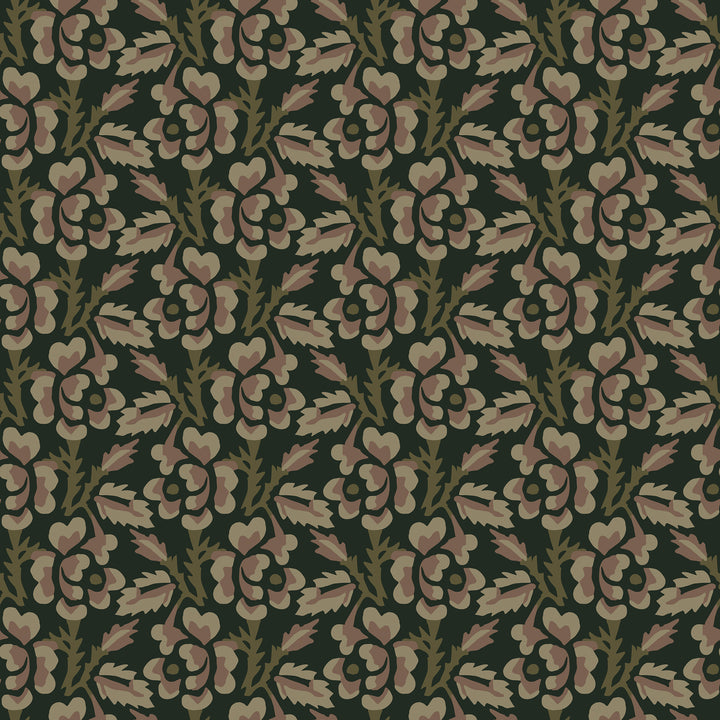 Thorn & Blossom - Black Forest Floral Wallpaper