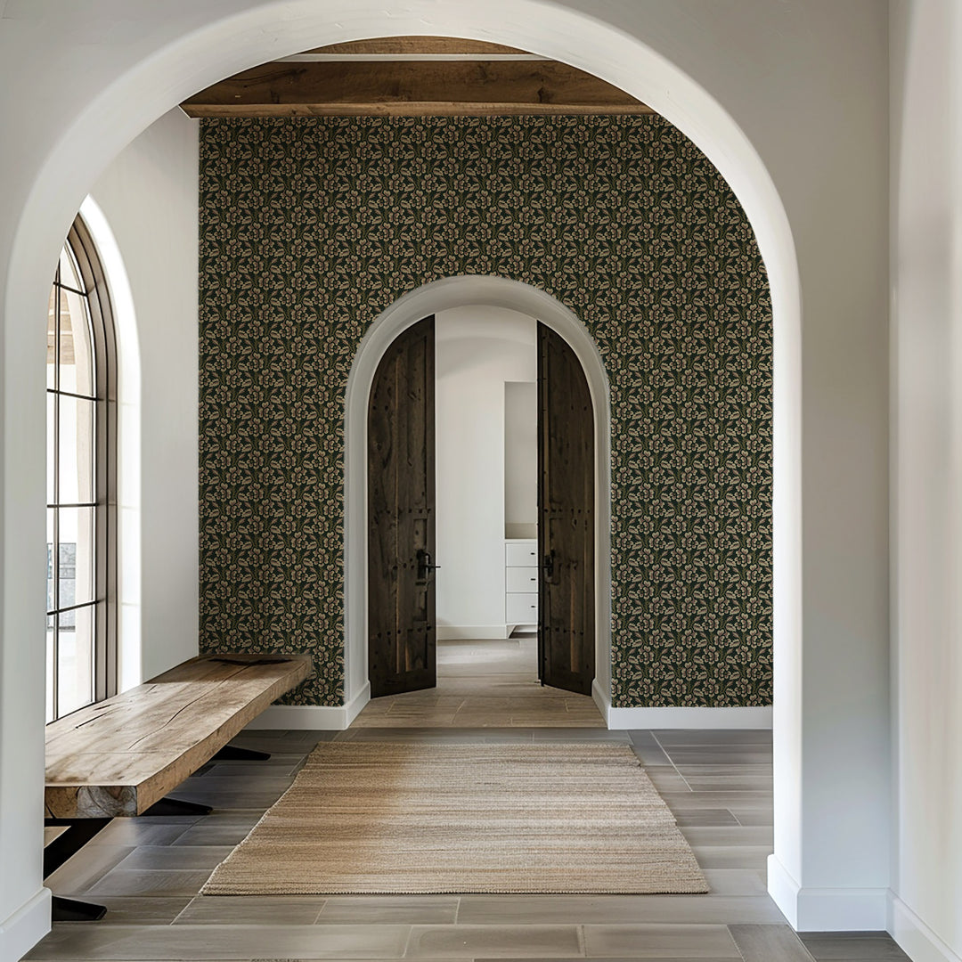 Thorn & Blossom - Black Forest Floral Wallpaper