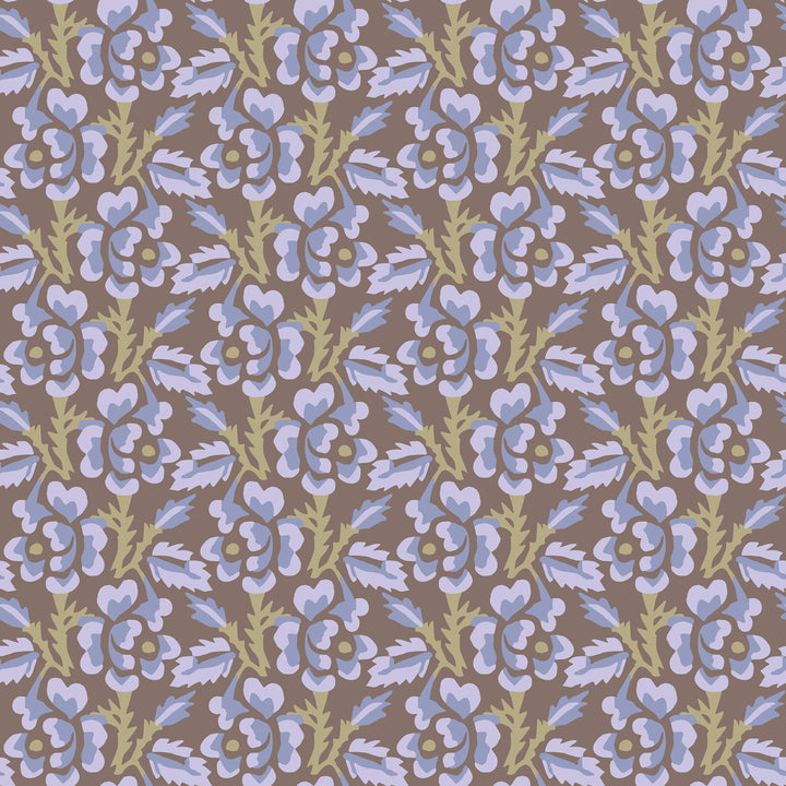 Thorn & Blossom - Brown Lavender Floral Wallpaper