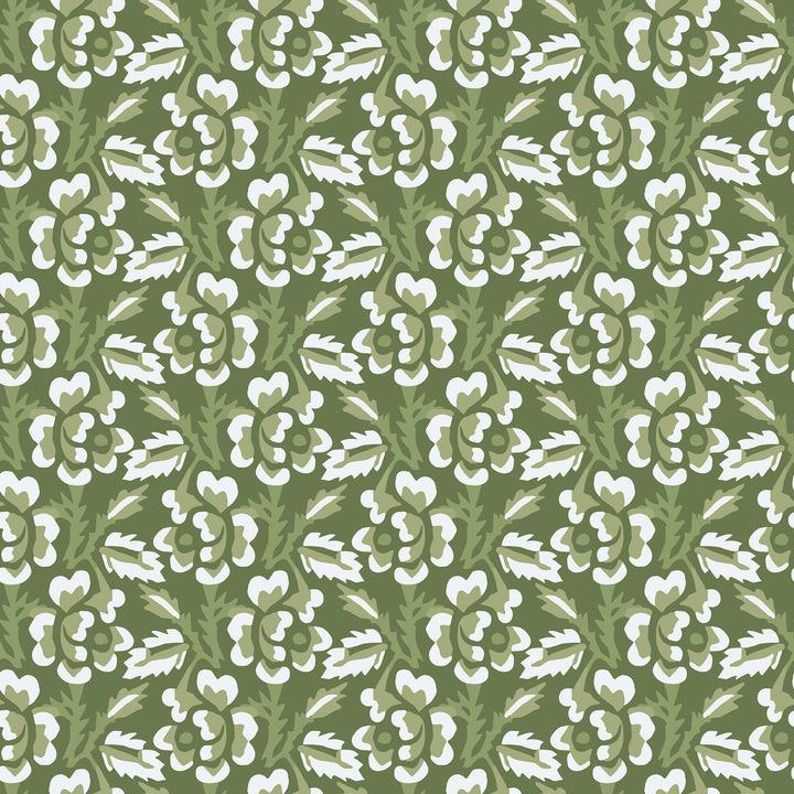Thorn & Blossom - Garden Green Floral Wallpaper