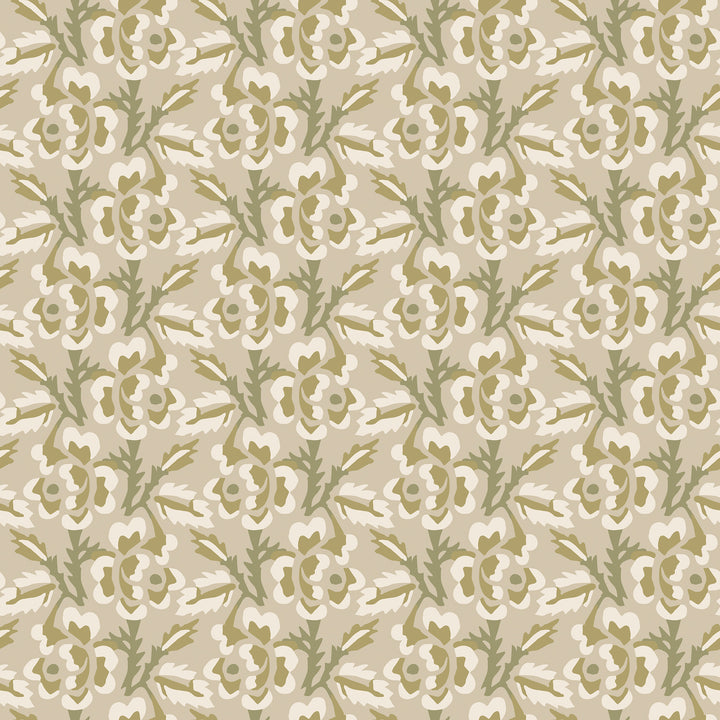 Thorn & Blossom - Pale Eucalyptus Floral Wallpaper